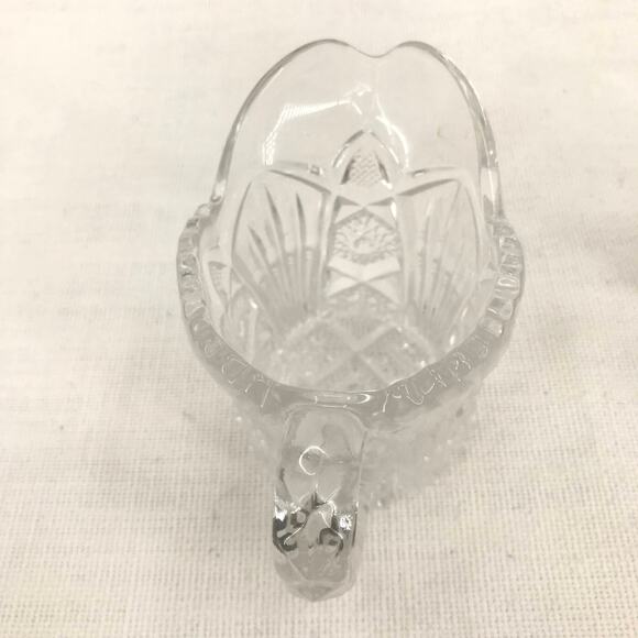 Crystal Glass Double Handle Sugar Bowl & Creamer Pressed Deep Cut Glass EAPG - Picture 4 of 4